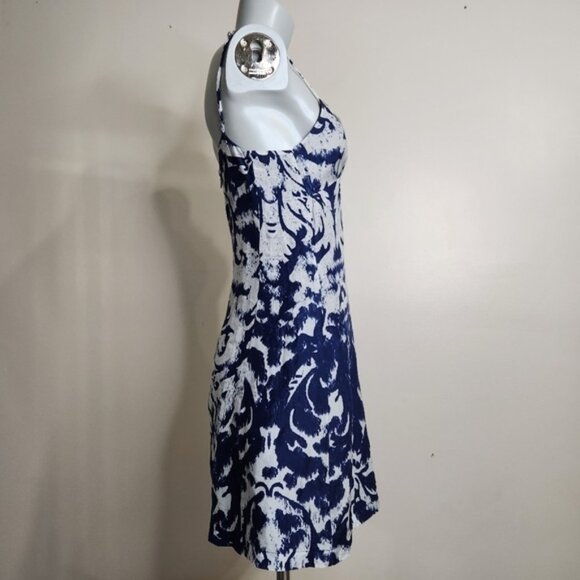 Velvet by Graham Spencer Blue and White Silk Slip Mini Dress Size Small - Picture 6 of 13